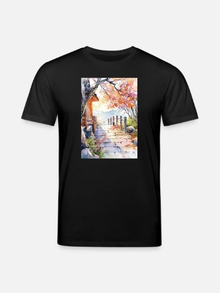 Blumenpfad in Aquarell - Stanley/Stella Unisex Bio-T-Shirt CREATOR  - Schwarz