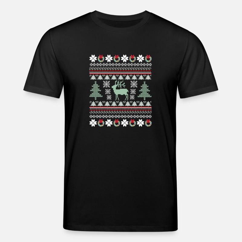 Retro Christmas Pattern - Stanley/Stella CREATOR Unisex Organic T-Shirt - black