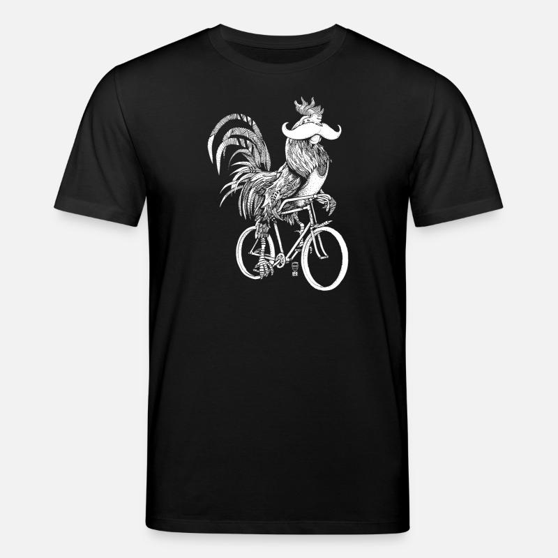 Coq & Bicycles - version blanche - T-shirt bio CREATOR Stanley/Stella Unisexe - noir