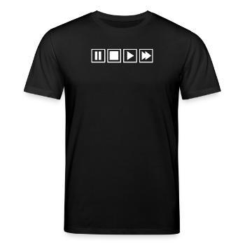 Retro Kassettenrekorder TV Nostalgie - Stanley/Stella Unisex Bio-T-Shirt CREATOR  - Schwarz - Vorne - Alina (178cm) & Michal (187cm)