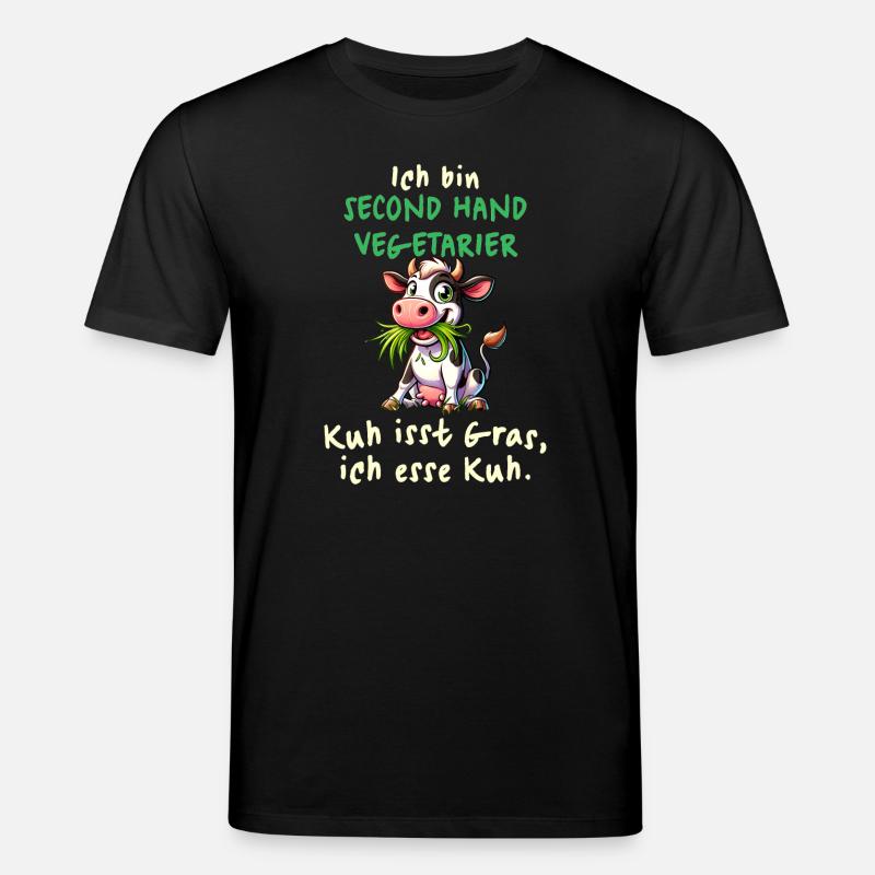 Second Hand Vegetarier – Lustiges Kuh-Design - Stanley/Stella Unisex Bio-T-Shirt CREATOR - Schwarz