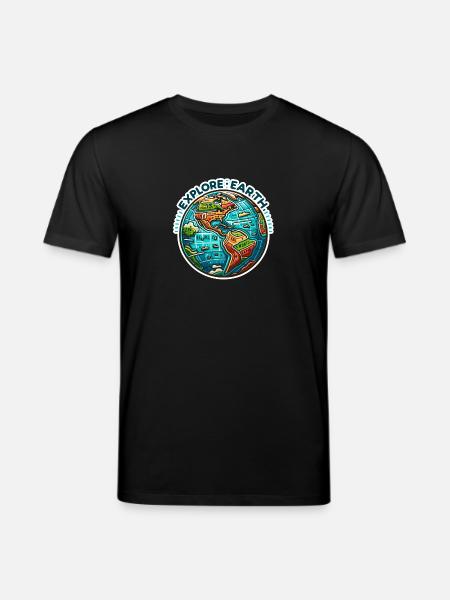 Explore Earth - Erde Illustration - Stanley/Stella CREATOR Unisex Organic T-Shirt - black