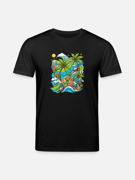 Tropical holiday pattern - Stanley/Stella CREATOR Unisex Organic T-Shirt - black