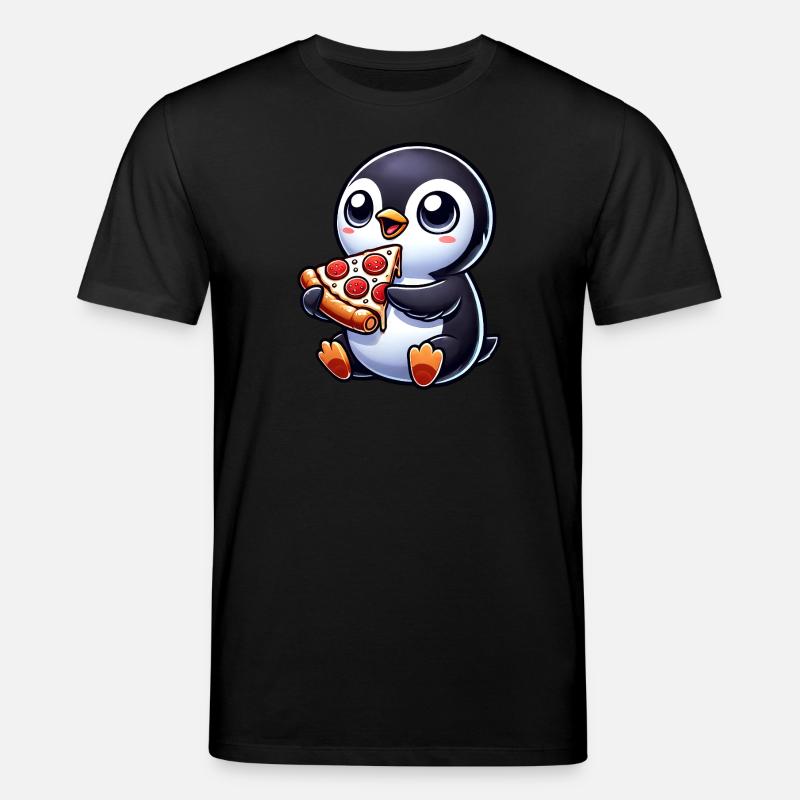 Mignon pingouin pizza dessin animé - T-shirt bio CREATOR Stanley/Stella Unisexe - noir