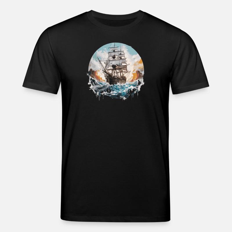 Segelschiff, Fregatte, Boot - Stanley/Stella Unisex Bio-T-Shirt CREATOR - Schwarz