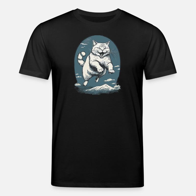Katze im Sprung - Stanley/Stella Unisex Bio-T-Shirt CREATOR  - Schwarz