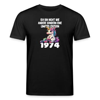 Limited Edition 1974 Geburtstag 1974 Geboren - Stanley/Stella Unisex Bio-T-Shirt CREATOR  - Schwarz - Vorne - Alina (178cm) & Michal (187cm)