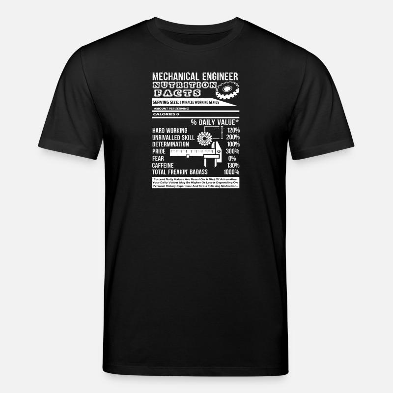 Mechanical Engineer Nutrition Facts - Stanley/Stella CREATOR Unisex Organic T-Shirt - black