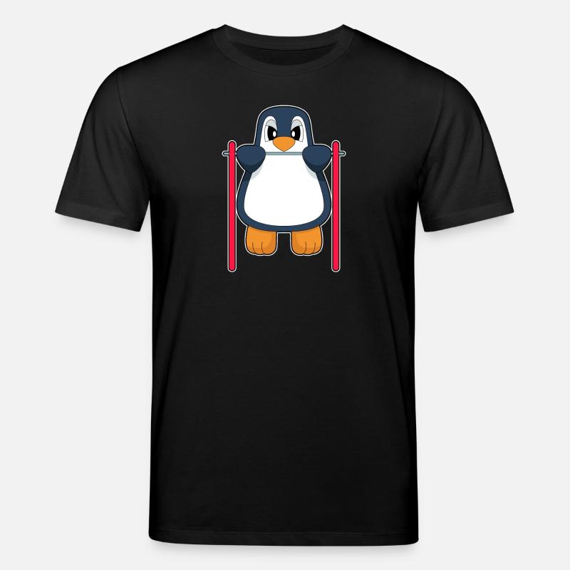 Penguin Bodybuilder Pull-ups - Stanley/Stella CREATOR Unisex Organic T-Shirt - black