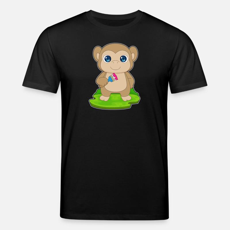 Monkey Painter Brush Painting - Stanley/Stella CREATOR Unisex Organic T-Shirt - black