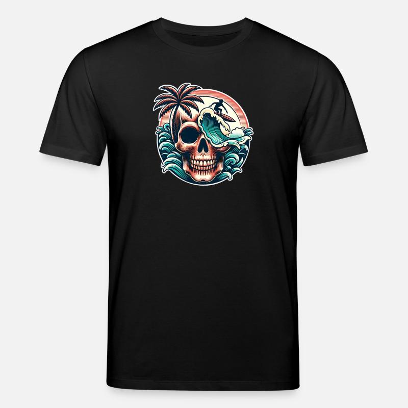 Crâne de surfeur de surf - T-shirt bio CREATOR Stanley/Stella Unisexe - noir