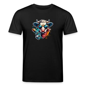 Kuh Wasserpistole - Stanley/Stella Unisex Bio-T-Shirt CREATOR  - Schwarz - Vorne - Alina (178cm) & Michal (187cm)