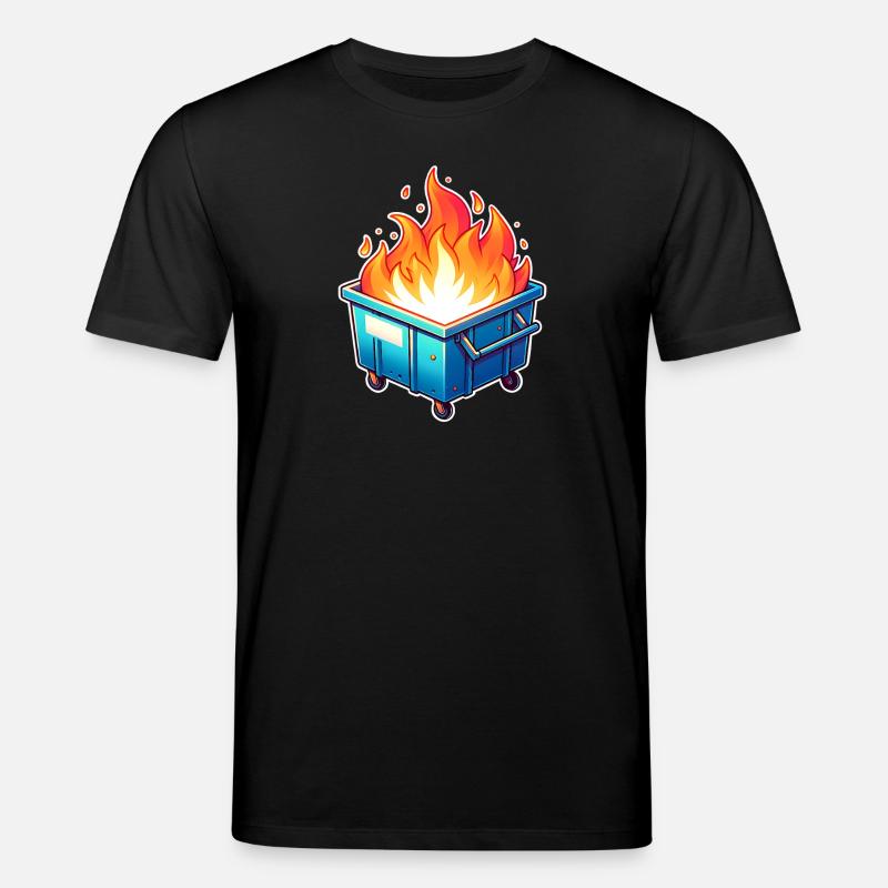 Burning garbage can - Stanley/Stella CREATOR Unisex Organic T-Shirt - black
