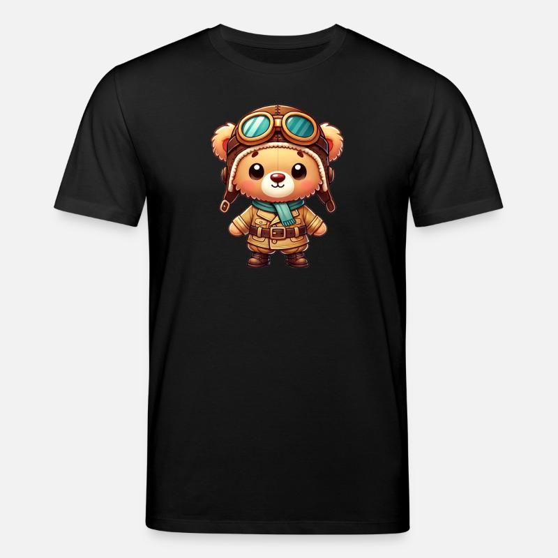 Teddybär Pilot - Stanley/Stella Unisex Bio-T-Shirt CREATOR  - Schwarz