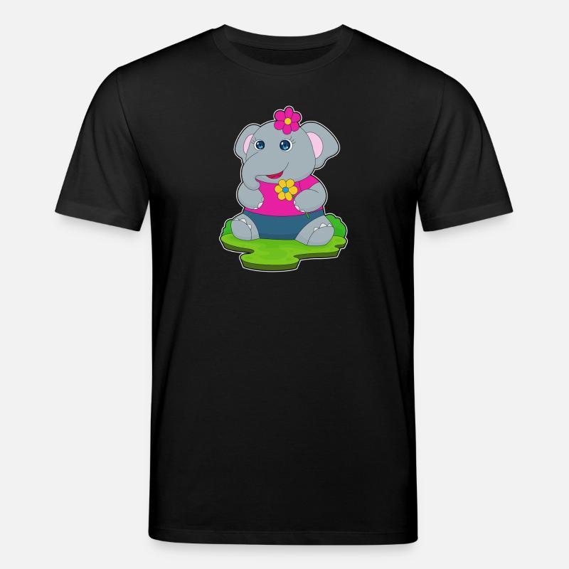 Elefant Blumen - Stanley/Stella Unisex Bio-T-Shirt CREATOR  - Schwarz