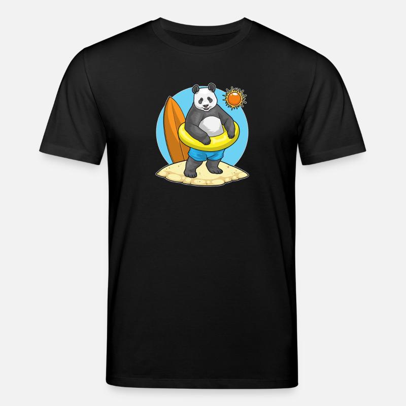 Plage d’été Panda - T-shirt bio CREATOR Stanley/Stella Unisexe - noir