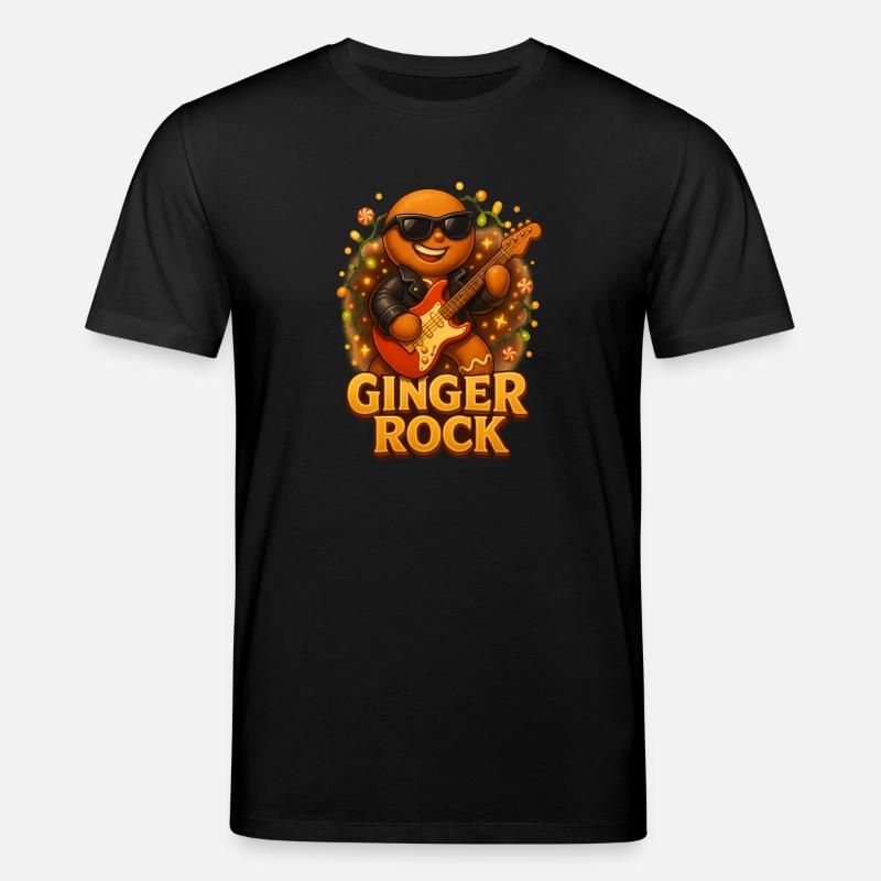 Lebkuchen mit Gitarre Rock n Roll - Stanley/Stella Unisex Bio-T-Shirt CREATOR  - Schwarz