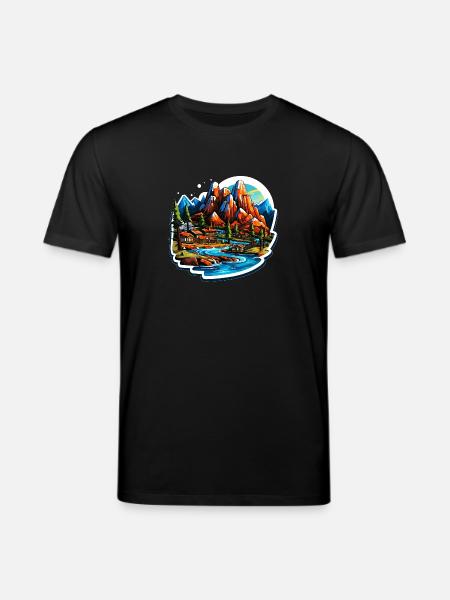 Landschaft - Illustration - Stanley/Stella Unisex Bio-T-Shirt CREATOR - Schwarz