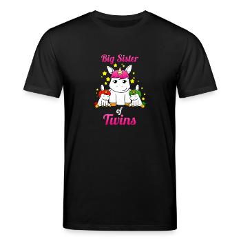 Big Sister Of Twins Unicorn - Stanley/Stella Unisex Bio-T-Shirt CREATOR  - Schwarz - Vorne - Alina (178cm) & Michal (187cm)
