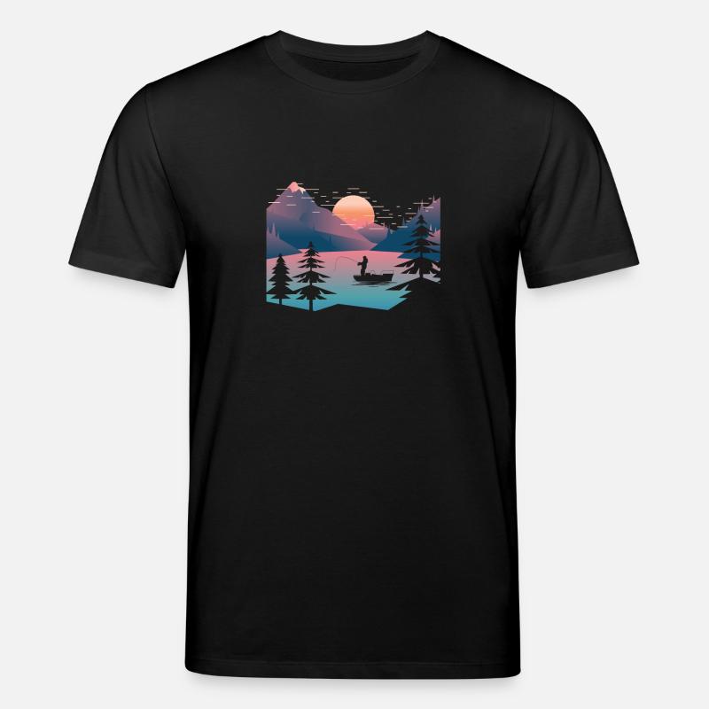 Retro Angeln See - Stanley/Stella Unisex Bio-T-Shirt CREATOR  - Schwarz