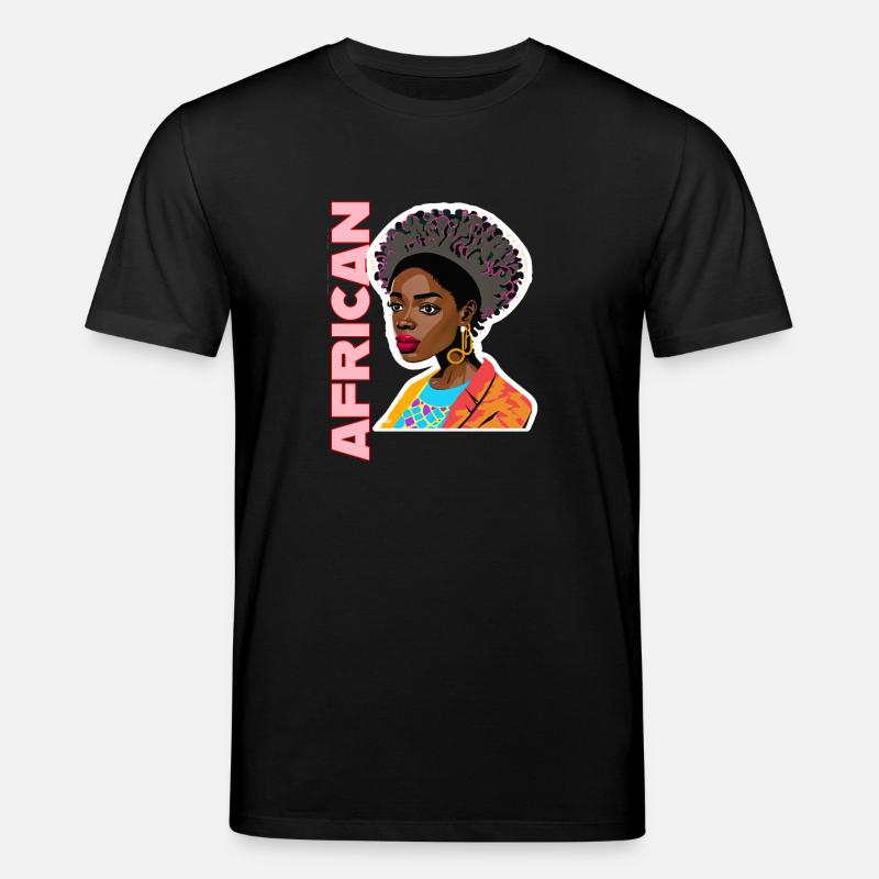 Dame noire avec lettrage africain - T-shirt bio CREATOR Stanley/Stella Unisexe - noir