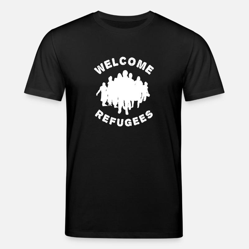 Willkommen Flüchtlinge - Stanley/Stella Unisex Bio-T-Shirt CREATOR  - Schwarz