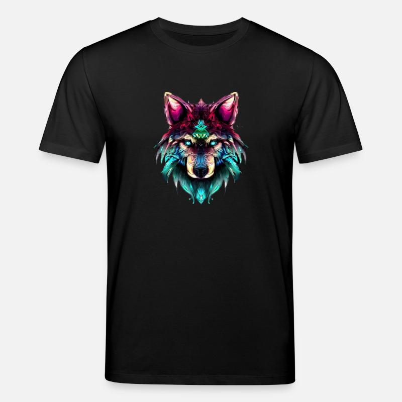 Mystischer Wolf Synthwave Wolfskopf - Stanley/Stella Unisex Bio-T-Shirt CREATOR  - Schwarz