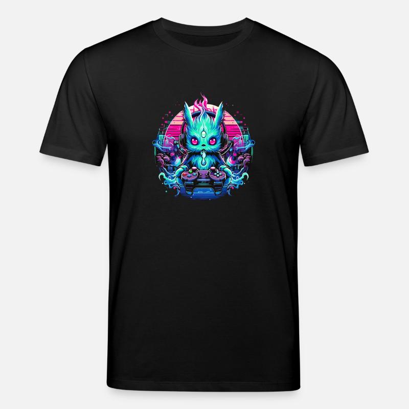 Synthwave Zocker Gaming Alien - Stanley/Stella Unisex Bio-T-Shirt CREATOR  - Schwarz