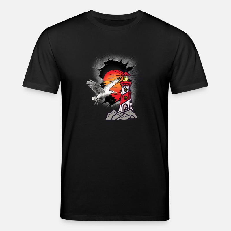 Lighthouse Lighthouses Seagull Seagulls - Stanley/Stella CREATOR Unisex Organic T-Shirt - black