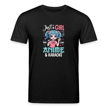 Just a Girl Who Loves Anime and Karaoke - Stanley/Stella Unisex Bio-T-Shirt CREATOR  - Schwarz - Vorne - Alina (178cm) & Michal (187cm)