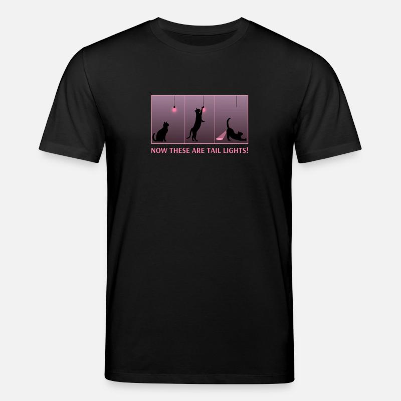 Funny Cat Eating Lightbulb Glowing Butt Tail Light - Stanley/Stella CREATOR Unisex Organic T-Shirt - black