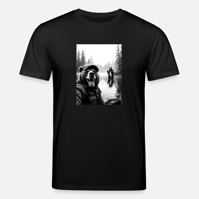 Fischerei Bär Selfie - Stanley/Stella Unisex Bio-T-Shirt CREATOR  - Schwarz