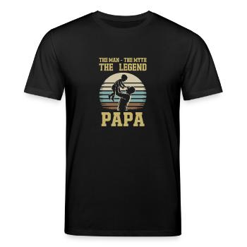 Manden, myten, legenden – Papa - Stanley/Stella CREATOR økologisk unisex-T-shirt - sort - Foran - Alina (178cm) & Michal (187cm)