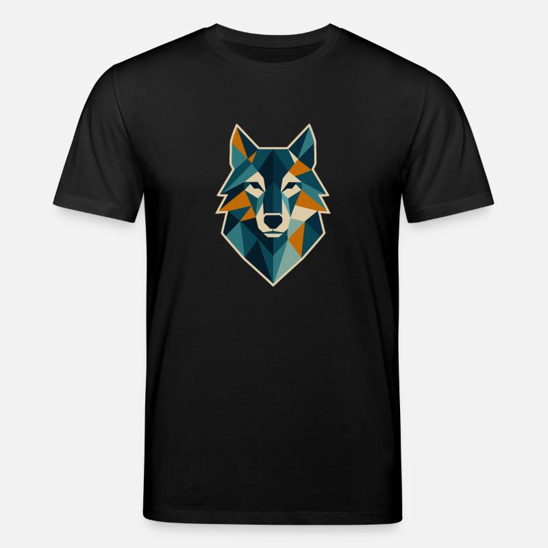Geometrischer Wolfskopf Polygon Stil - Stanley/Stella Unisex Bio-T-Shirt CREATOR  - Schwarz
