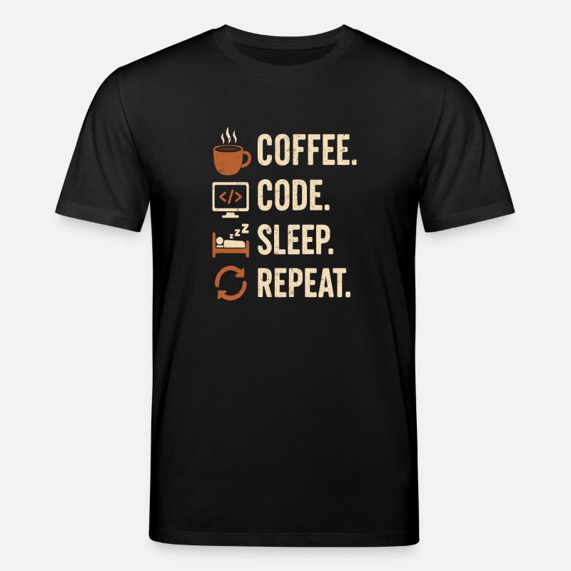 Geek-Coder-Routine – Kaffee, Code, Schlaf, mehr - Stanley/Stella Unisex Bio-T-Shirt CREATOR  - Schwarz