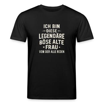Vieille femme maléfique légendaire – Déclaration - T-shirt bio CREATOR Stanley/Stella Unisexe - noir - Devant - Alina (178cm) & Michal (187cm)