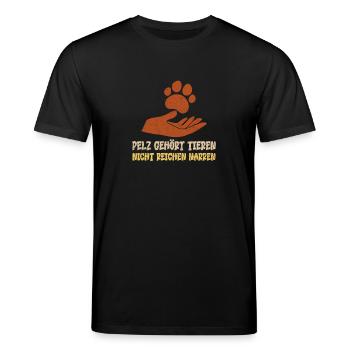 Tierschutz PELZ GEHÖRT TIEREN NICHT NARREN - Stanley/Stella Unisex Bio-T-Shirt CREATOR  - Schwarz - Vorne - Alina (178cm) & Michal (187cm)