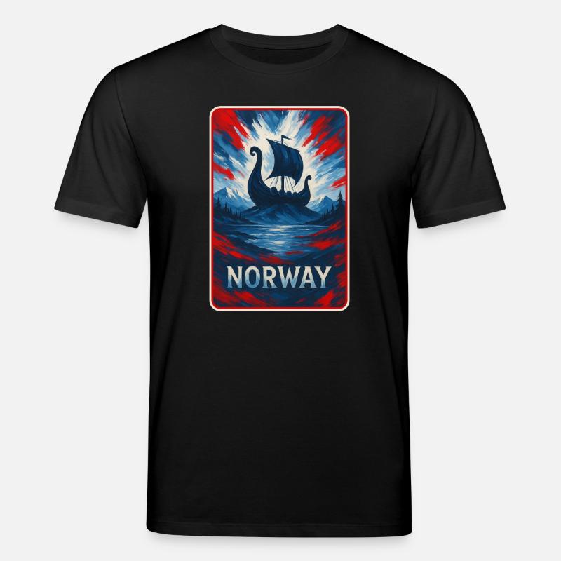 Norwegen Landschaft Flaggen Design - Stanley/Stella Unisex Bio-T-Shirt CREATOR  - Schwarz