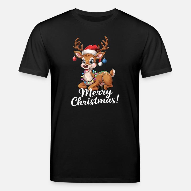 Rentier Weihnachtspullover Merry Christmas lustig - Stanley/Stella Unisex Bio-T-Shirt CREATOR  - Schwarz