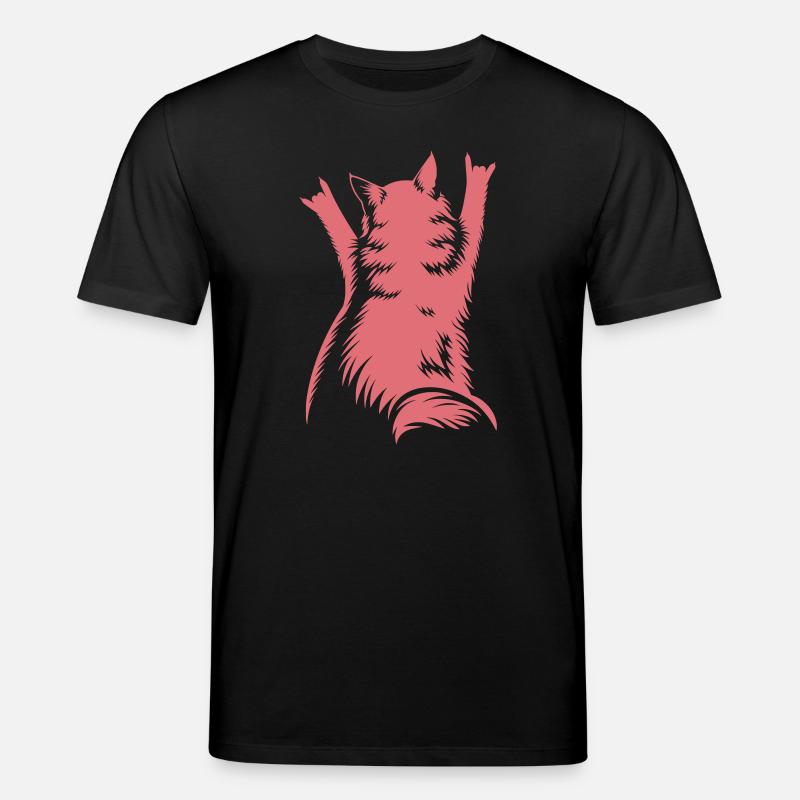Rock Katze Rückenansicht – Devil Horns - Stanley/Stella Unisex Bio-T-Shirt CREATOR  - Schwarz