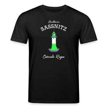 Rügen, Leuchtturm Sassnitz Ostmole, Ostsee - Stanley/Stella Unisex Bio-T-Shirt CREATOR  - Schwarz - Vorne - Alina (178cm) & Michal (187cm)