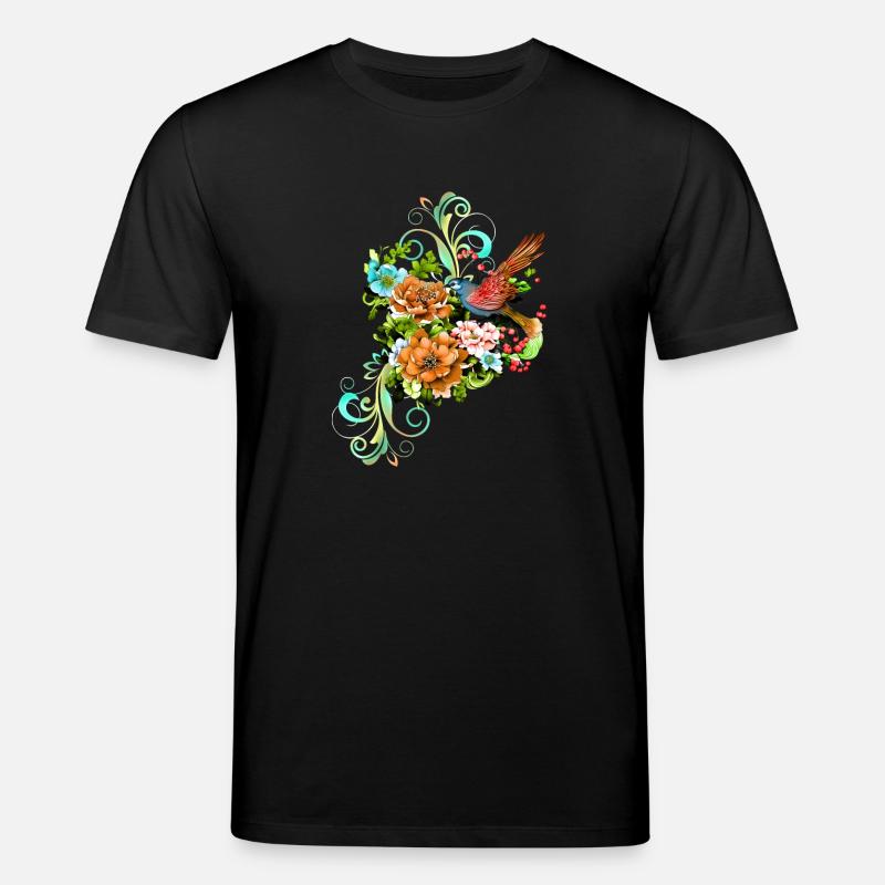 Wunderschöne elegante Blumen mit Vogel. - Stanley/Stella Unisex Bio-T-Shirt CREATOR  - Schwarz