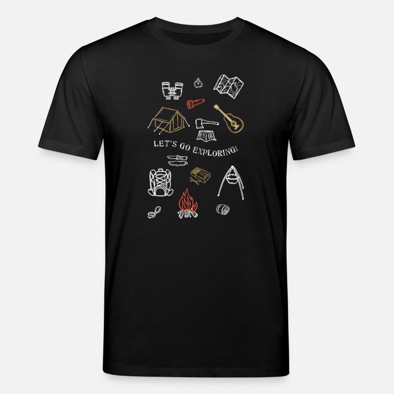 Camping Adventure Outline Design - T-shirt bio CREATOR Stanley/Stella Unisexe - noir