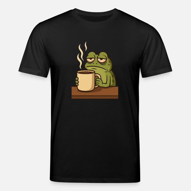 Frosch mit Kaffee - Stanley/Stella Unisex Bio-T-Shirt CREATOR  - Schwarz