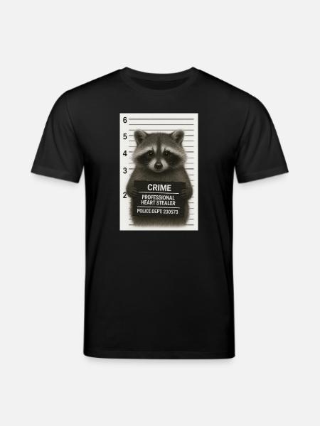 Raccoon – heart theft with a system - Stanley/Stella CREATOR Unisex Organic T-Shirt - black