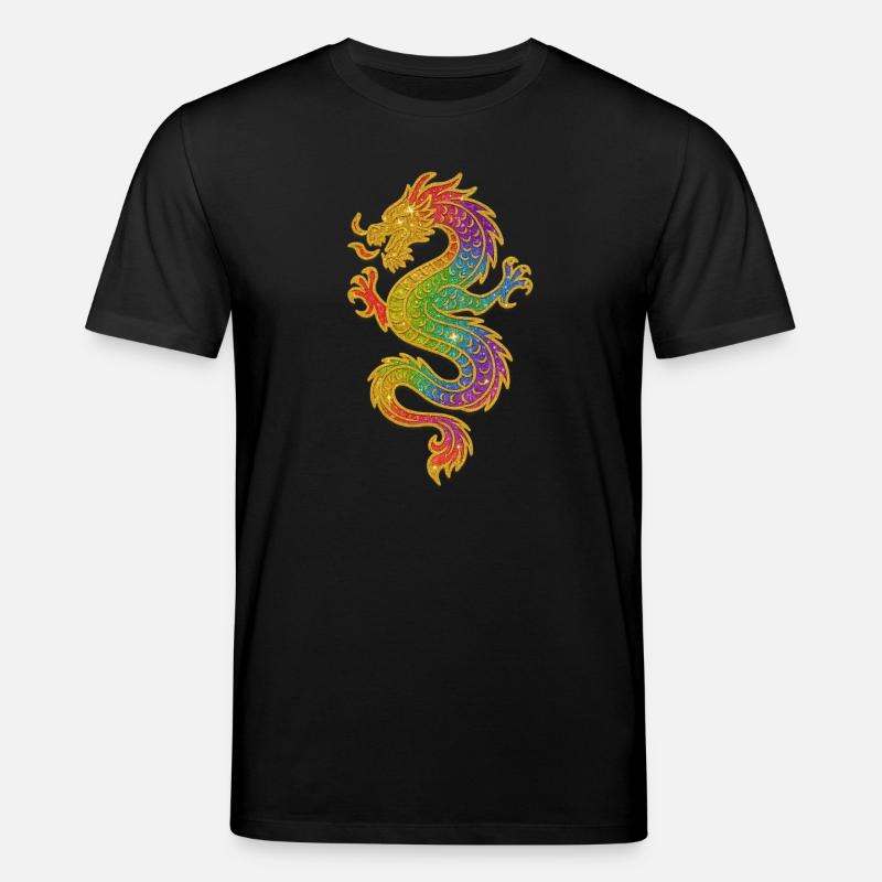 Goldener Regenbogen Drache - Stanley/Stella Unisex Bio-T-Shirt CREATOR  - Schwarz