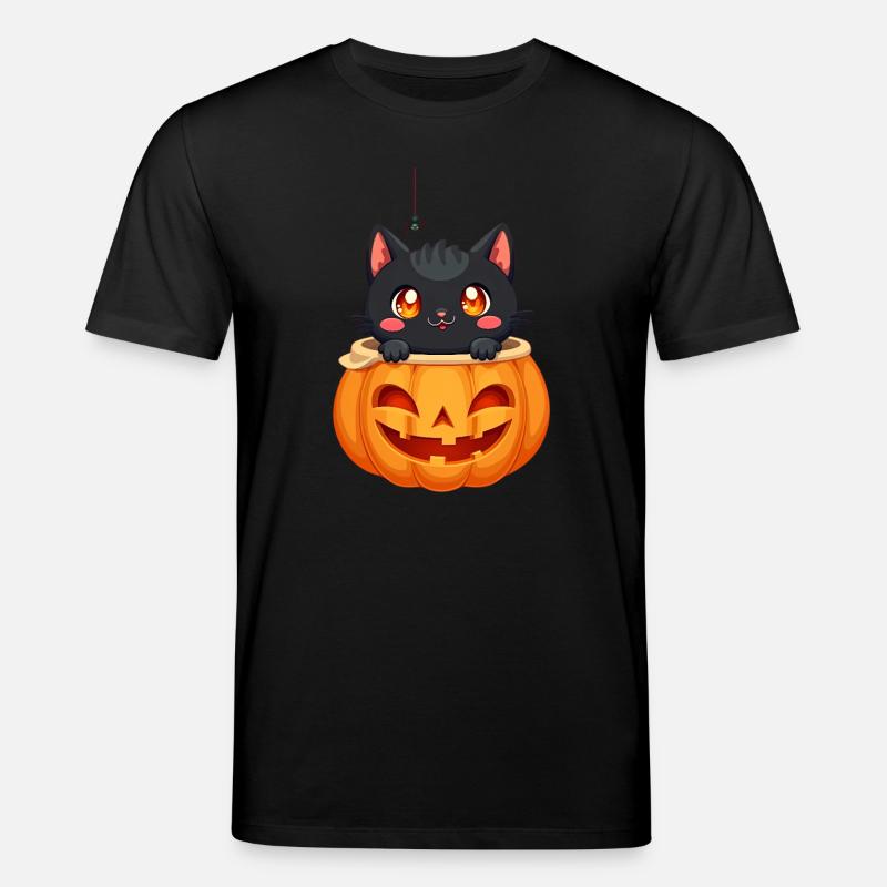 Chat d’Halloween avec citrouille d’Halloween - T-shirt bio CREATOR Stanley/Stella Unisexe - noir