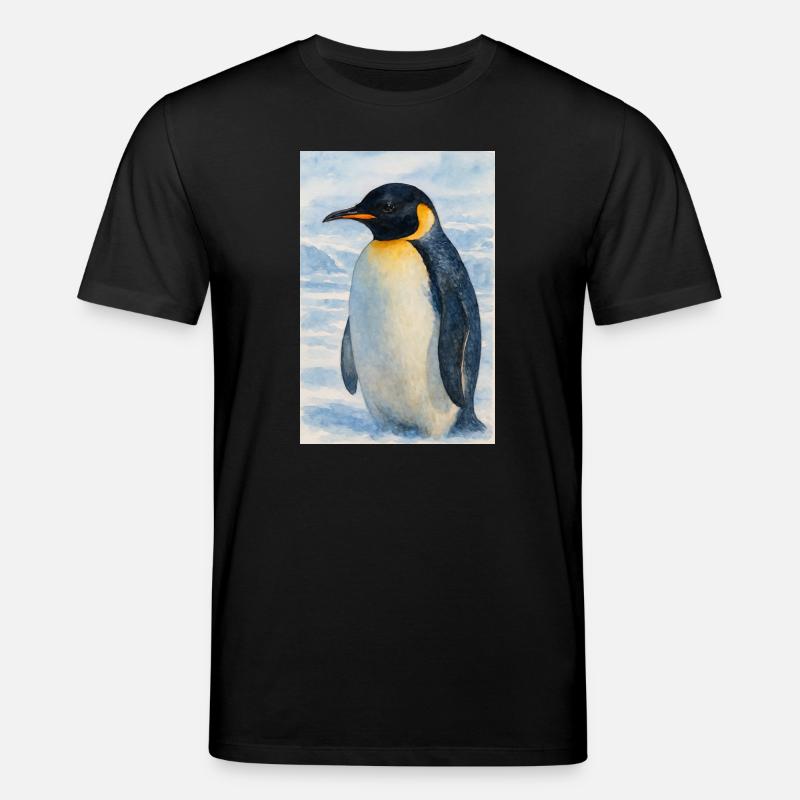 Aquarell Pinguin am Meer - Stanley/Stella Unisex Bio-T-Shirt CREATOR  - Schwarz