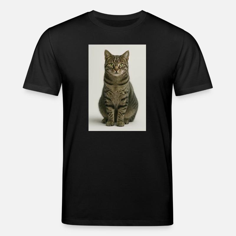 Sitzende getigerte Katzenporträt - Stanley/Stella Unisex Bio-T-Shirt CREATOR  - Schwarz