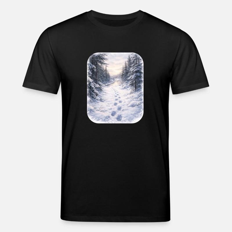 Winterwaldpfad Morgenschein - Stanley/Stella Unisex Bio-T-Shirt CREATOR - Schwarz